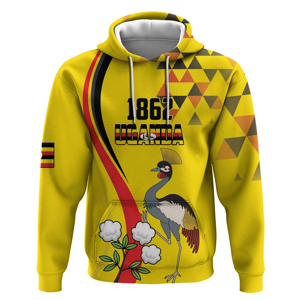 Personalized Uganda Independence Day Hoodie Grey Crowned Crane Bird - Wonder Print Shop