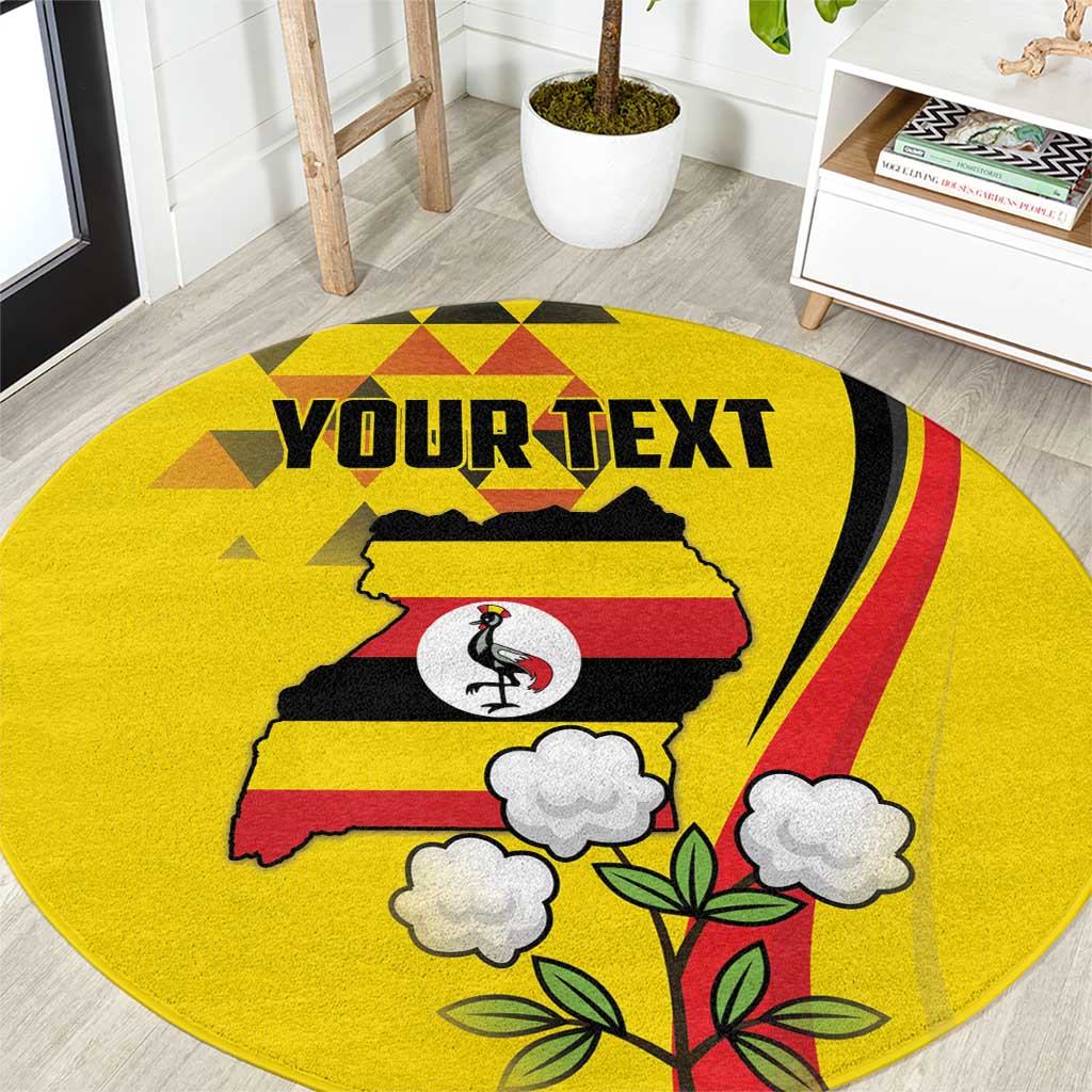 Personalized Uganda Independence Day Round Carpet Grey Crowned Crane Bird