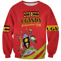 Red unisex sweatshirt with Uganda 1962 Independence Day graphic and coat of arms