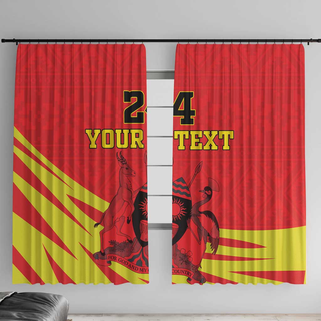 Custom Uganda Independence Day 1962 Window Curtain Coat Of Arms With Kente Patterns - Wonder Print Shop