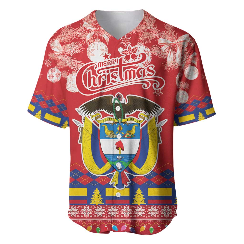 Colombia Christmas Baseball Jersey Libertad y Orden With Feliz Navidad - Wonder Print Shop