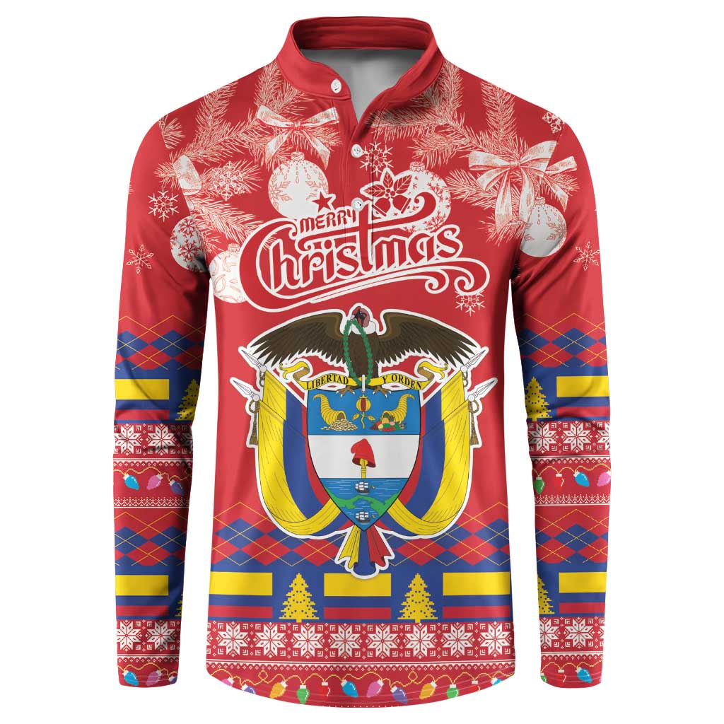 Colombia Christmas Button Sweatshirt Libertad y Orden With Feliz Navidad - Wonder Print Shop