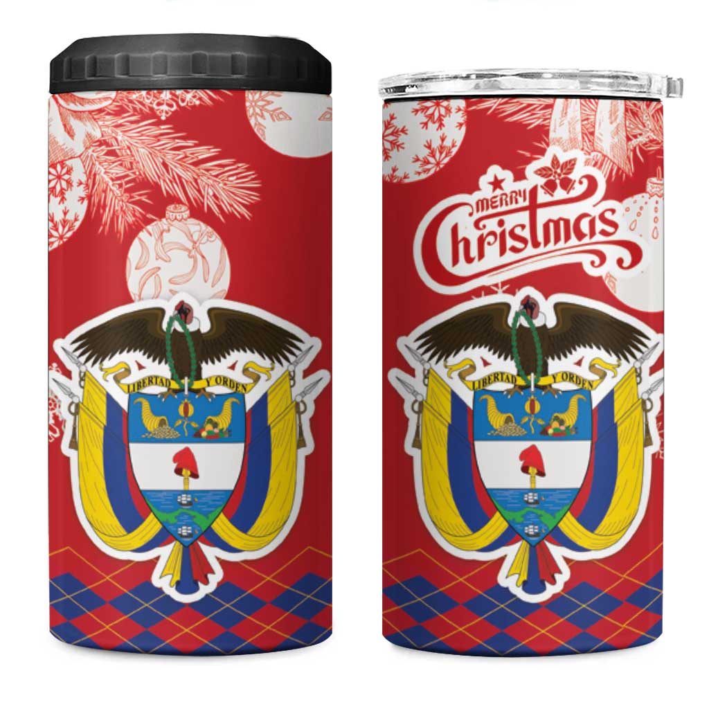 Colombia Christmas 4 in 1 Can Cooler Tumbler Libertad y Orden With Feliz Navidad - Wonder Print Shop