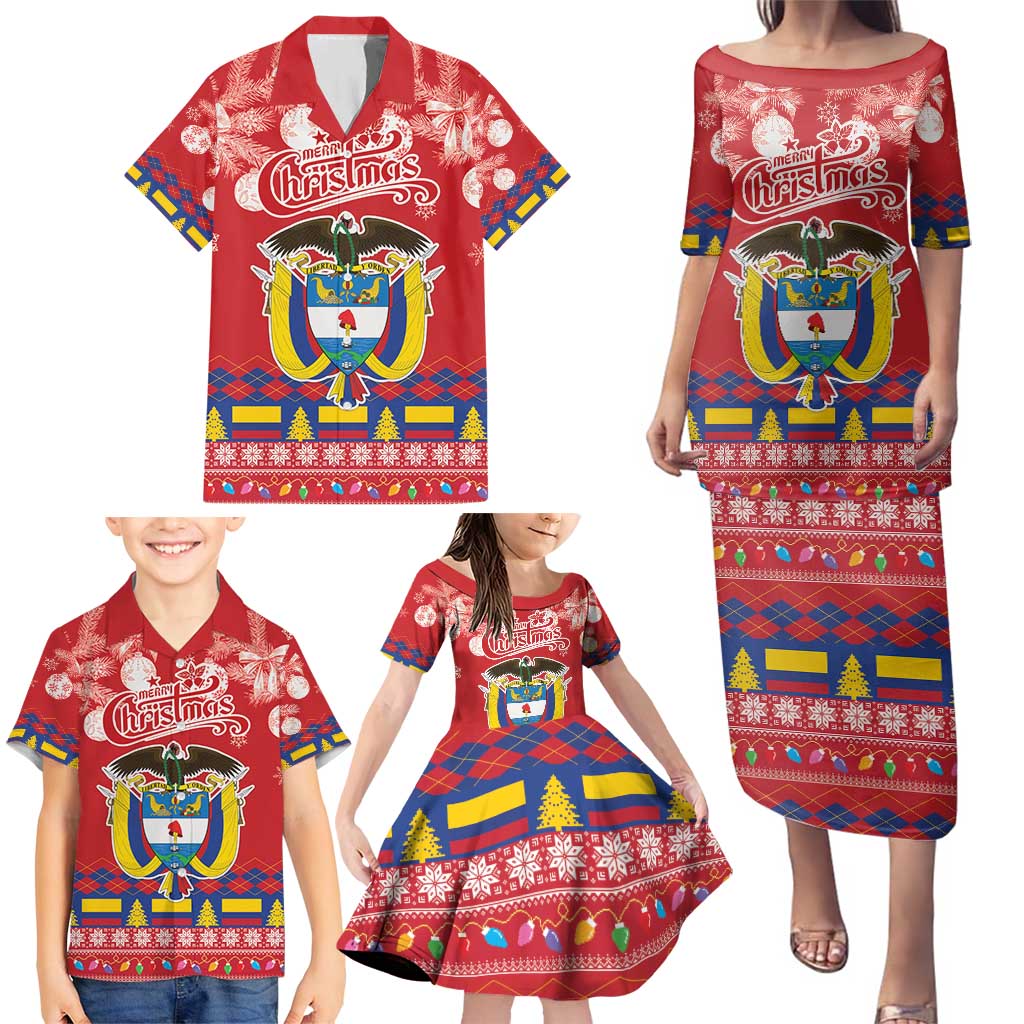 Colombia Christmas Family Matching Puletasi and Hawaiian Shirt Libertad y Orden With Feliz Navidad - Wonder Print Shop