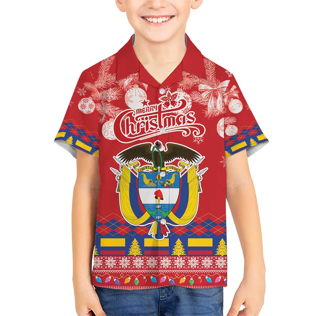 Colombia Christmas Kid Hawaiian Shirt Libertad y Orden With Feliz Navidad - Wonder Print Shop