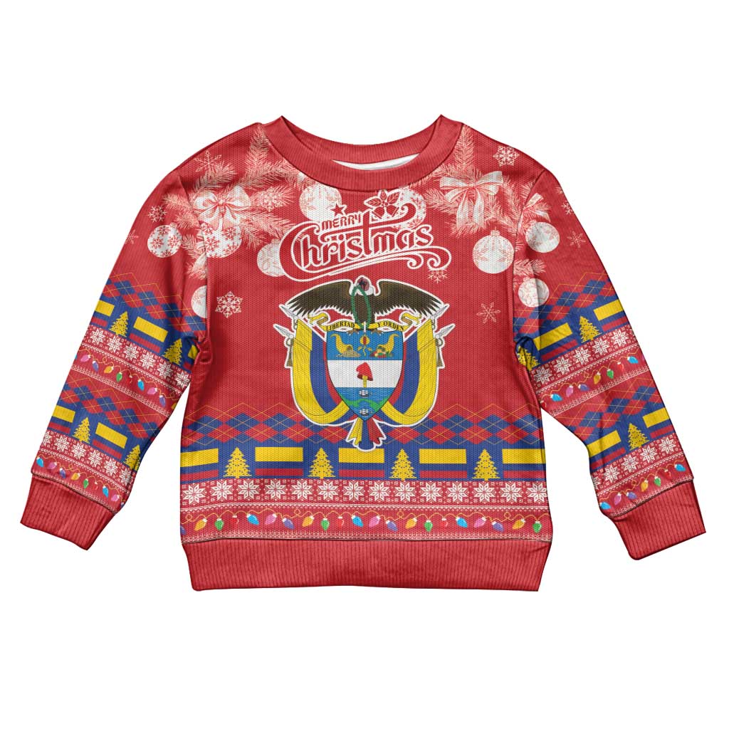 Colombia Christmas Kid Ugly Christmas Sweater Libertad y Orden With Feliz Navidad - Wonder Print Shop