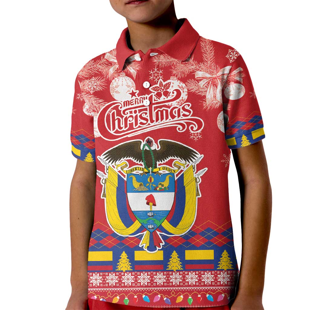 Colombia Christmas Kid Polo Shirt Libertad y Orden With Feliz Navidad - Wonder Print Shop