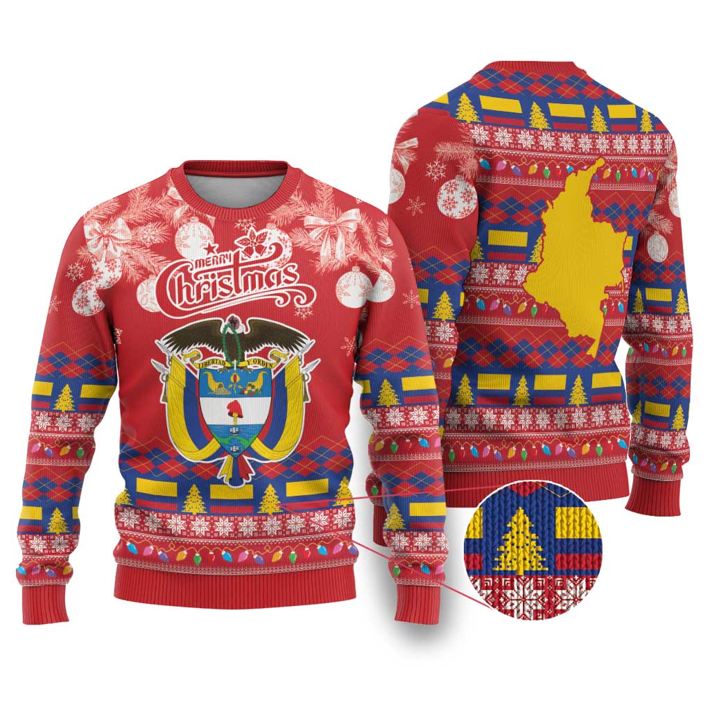 Colombia Christmas Ugly Christmas Sweater Libertad y Orden With Feliz Navidad - Wonder Print Shop