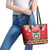 Colombia Christmas Leather Tote Bag Libertad y Orden With Feliz Navidad - Wonder Print Shop