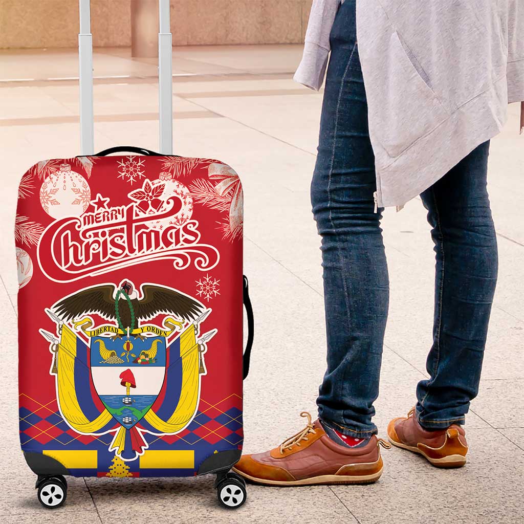 Colombia Christmas Luggage Cover Libertad y Orden With Feliz Navidad - Wonder Print Shop