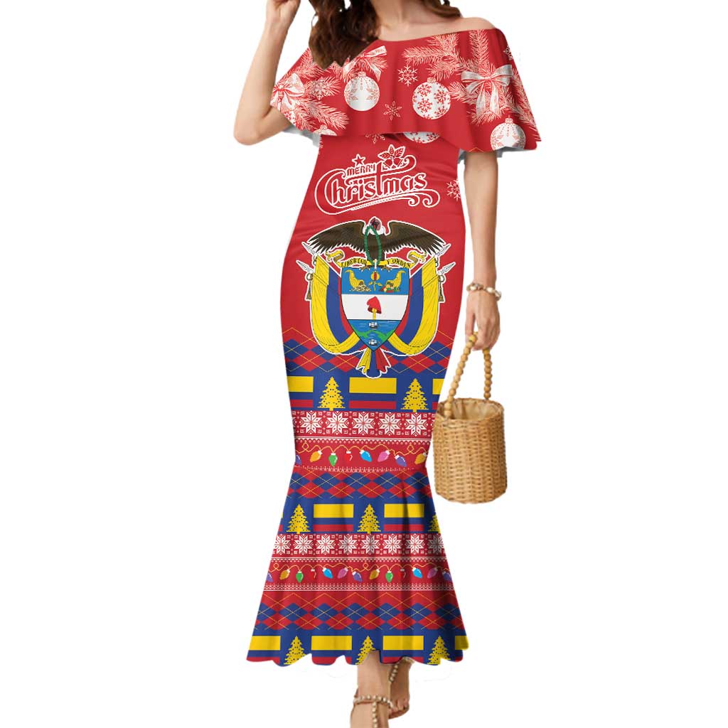 Colombia Christmas Mermaid Dress Libertad y Orden With Feliz Navidad - Wonder Print Shop