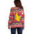 Colombia Christmas Off Shoulder Sweater Libertad y Orden With Feliz Navidad - Wonder Print Shop