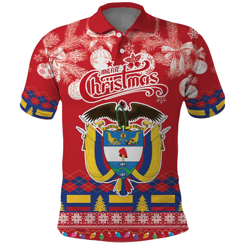 Colombia Christmas Polo Shirt Libertad y Orden With Feliz Navidad - Wonder Print Shop