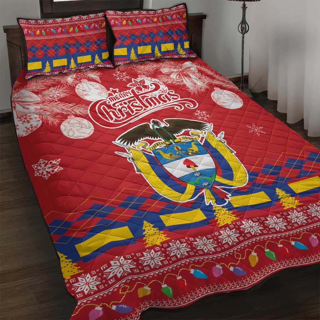 Colombia Christmas Quilt Bed Set Libertad y Orden With Feliz Navidad - Wonder Print Shop