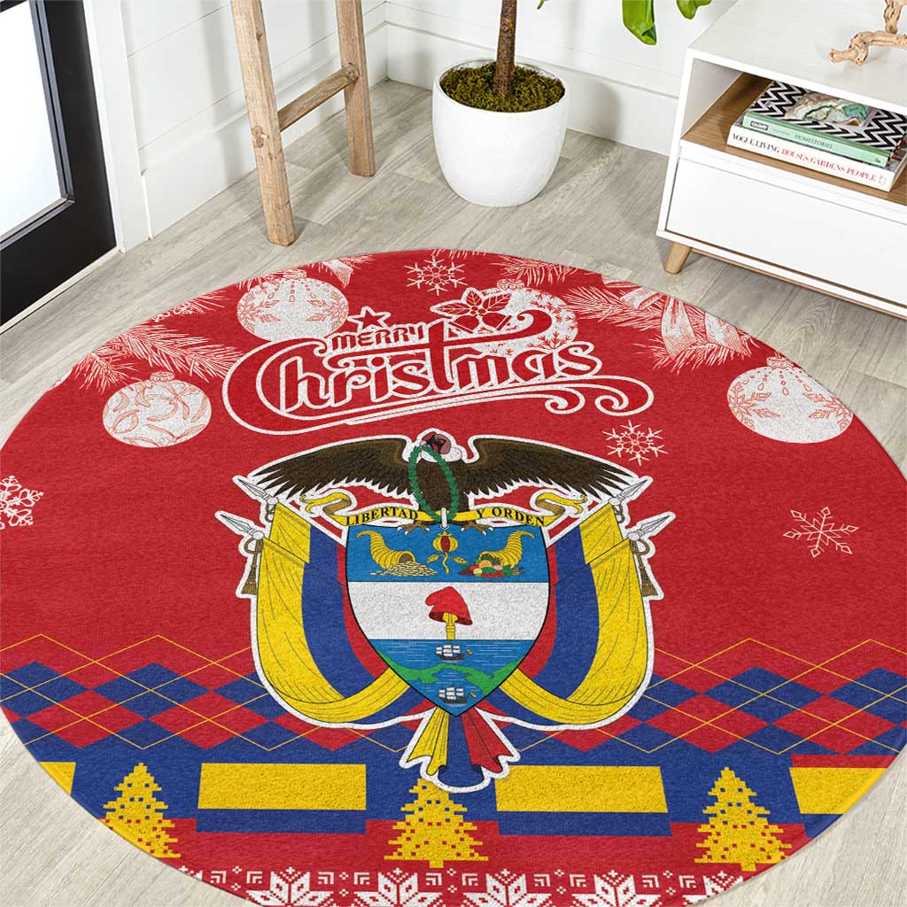 Colombia Christmas Round Carpet Libertad y Orden With Feliz Navidad