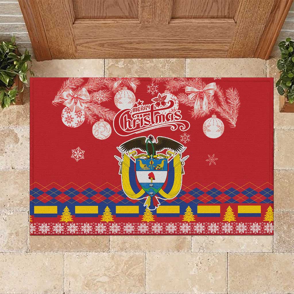 Colombia Christmas Rubber Doormat Libertad y Orden With Feliz Navidad - Wonder Print Shop