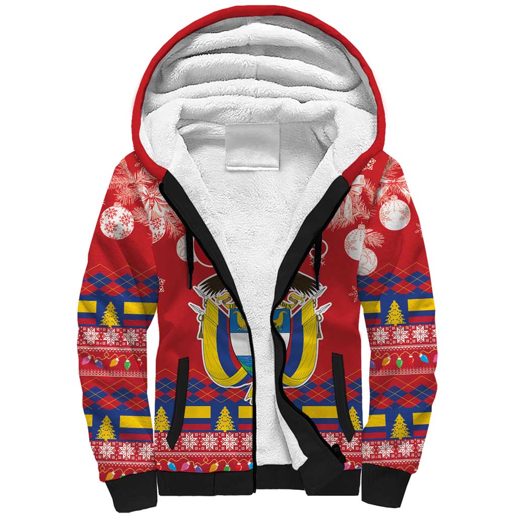 Colombia Christmas Sherpa Hoodie Libertad y Orden With Feliz Navidad - Wonder Print Shop