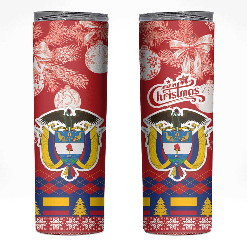 Colombia Christmas Skinny Tumbler Libertad y Orden With Feliz Navidad - Wonder Print Shop