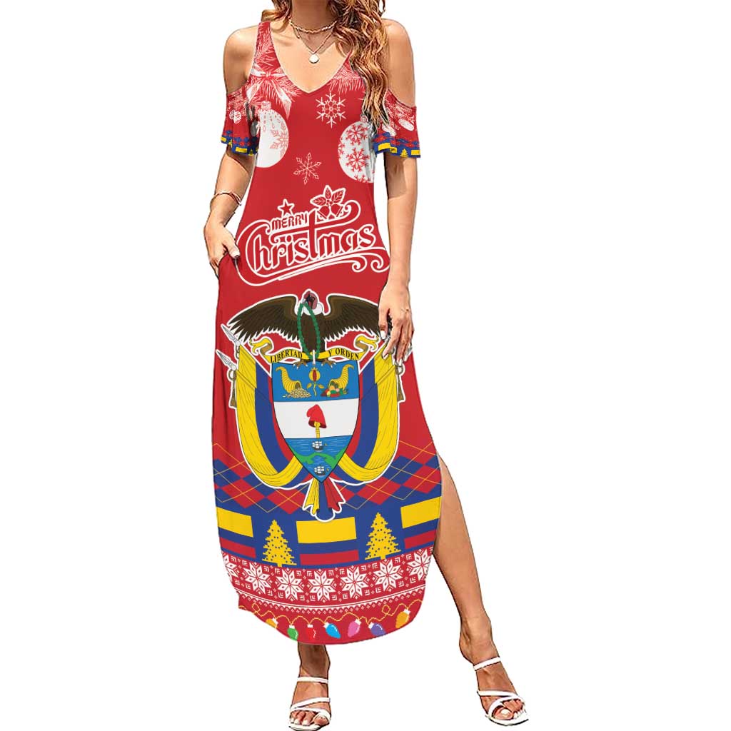 Colombia Christmas Summer Maxi Dress Libertad y Orden With Feliz Navidad - Wonder Print Shop