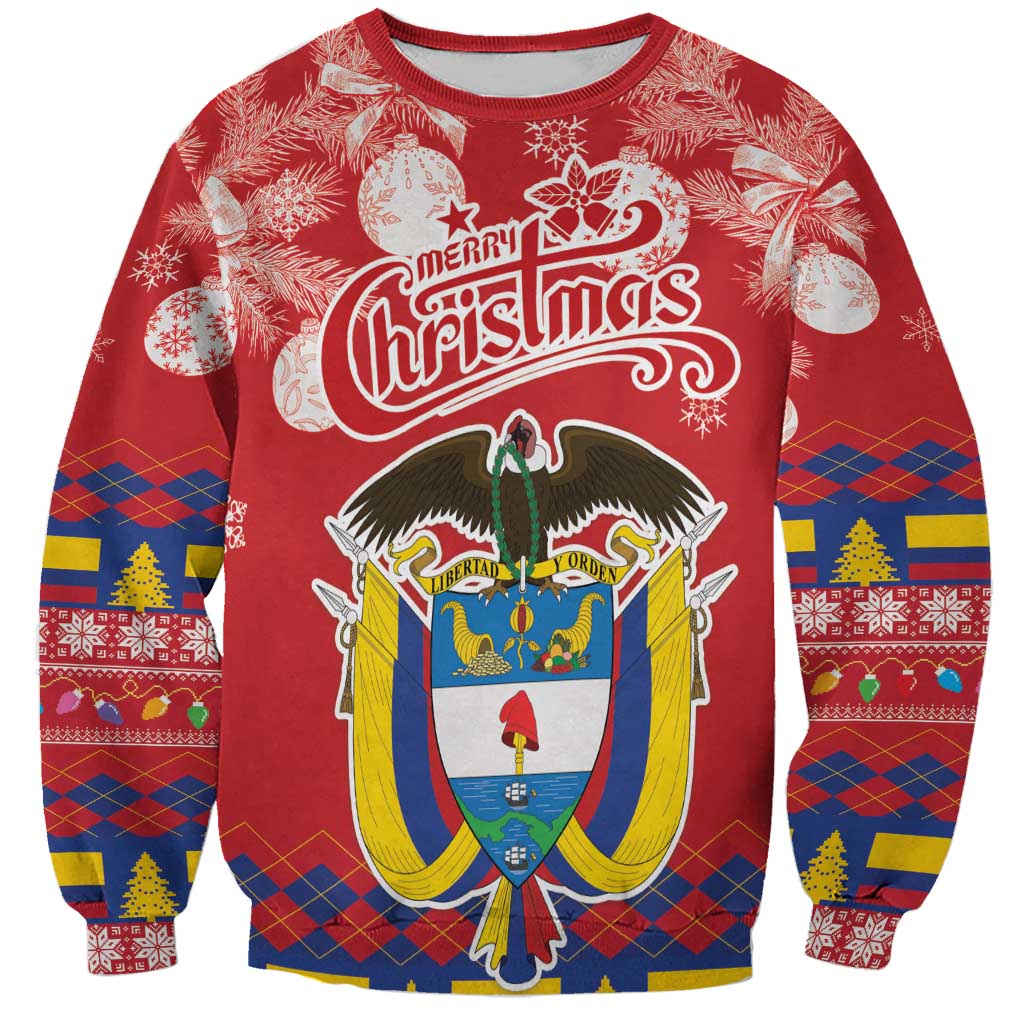 Colombia Christmas Sweatshirt Libertad y Orden With Feliz Navidad - Wonder Print Shop