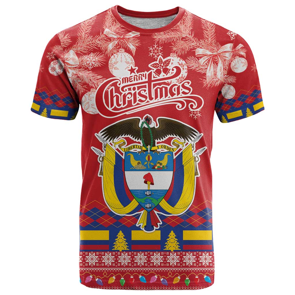 Colombia Christmas T Shirt Libertad y Orden With Feliz Navidad - Wonder Print Shop