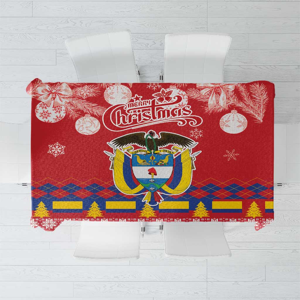 Colombia Christmas Tablecloth Libertad y Orden With Feliz Navidad - Wonder Print Shop