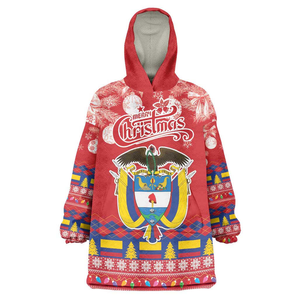 Colombia Christmas Wearable Blanket Hoodie Libertad y Orden With Feliz Navidad