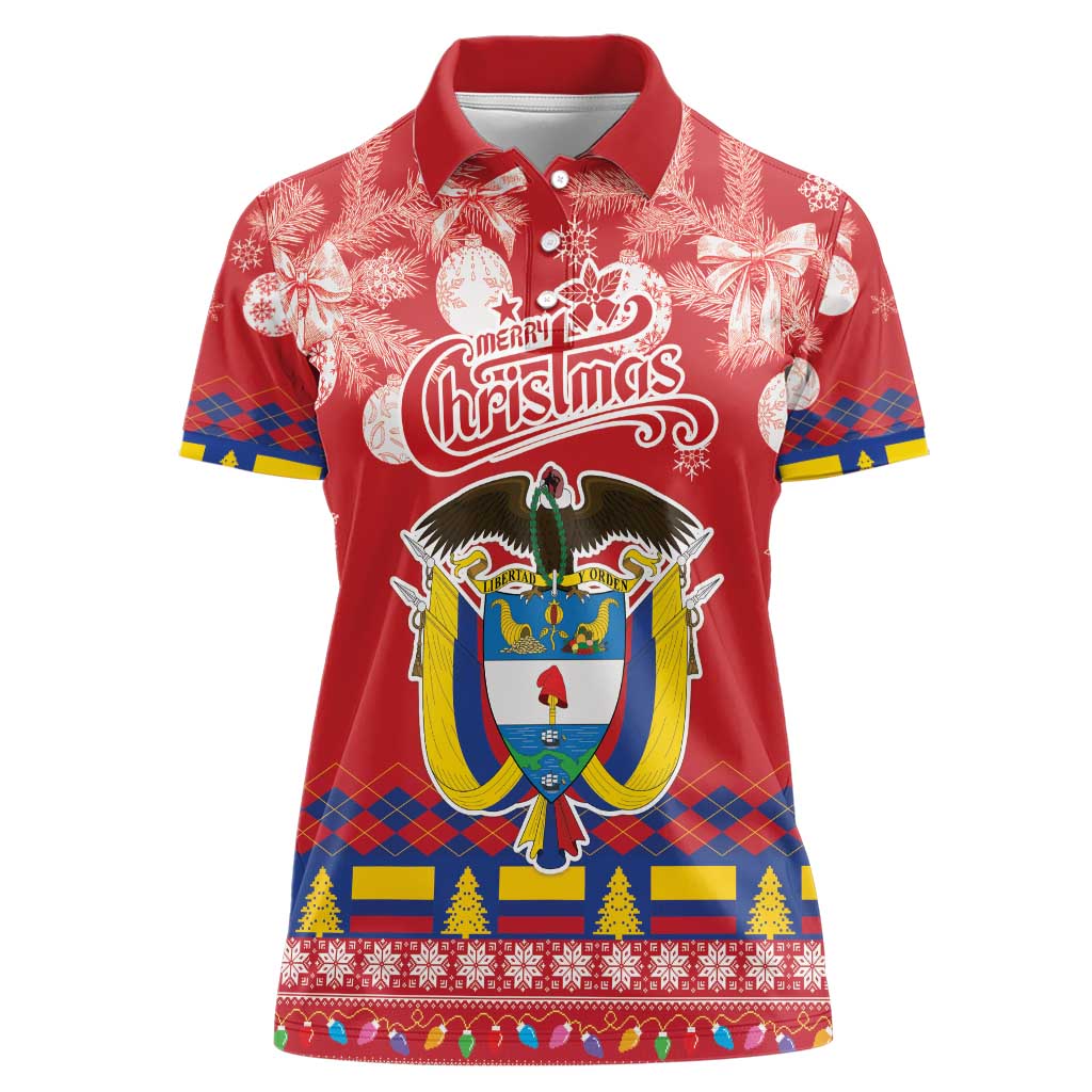 Colombia Christmas Women Polo Shirt Libertad y Orden With Feliz Navidad - Wonder Print Shop