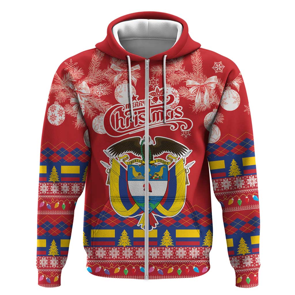 Colombia Christmas Zip Hoodie Libertad y Orden With Feliz Navidad - Wonder Print Shop