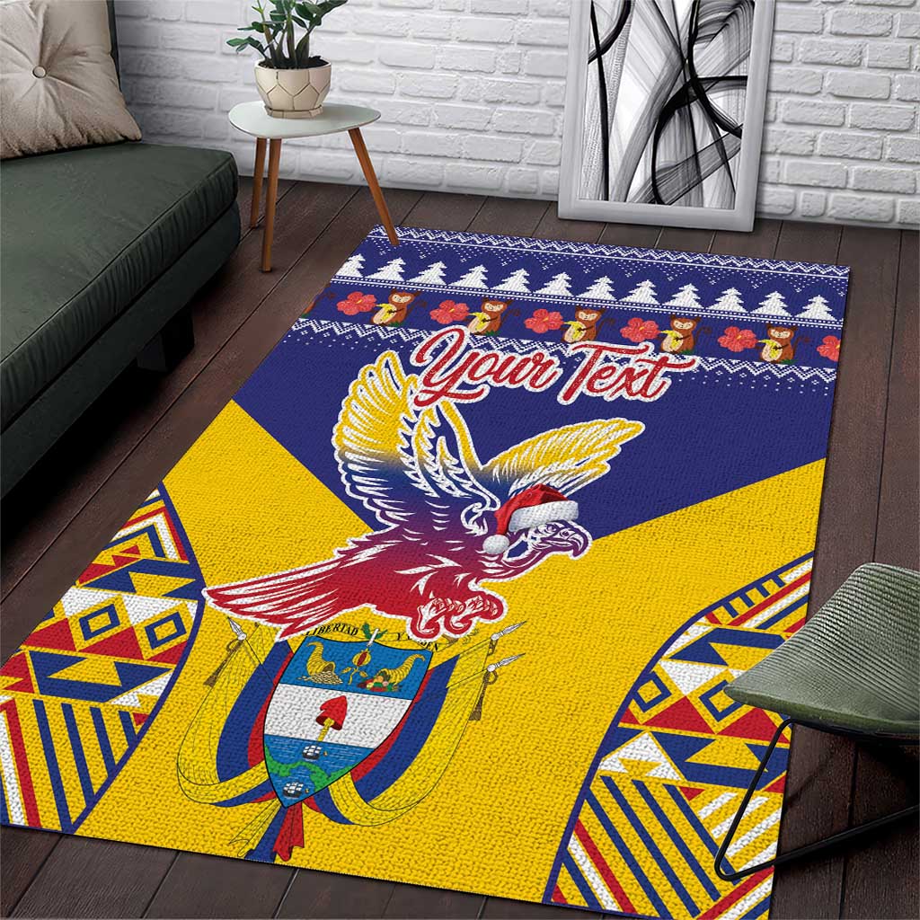 Personalized Colombia Christmas Area Rug Andean Condor With Seamless Pattern - Wonder Print Shop