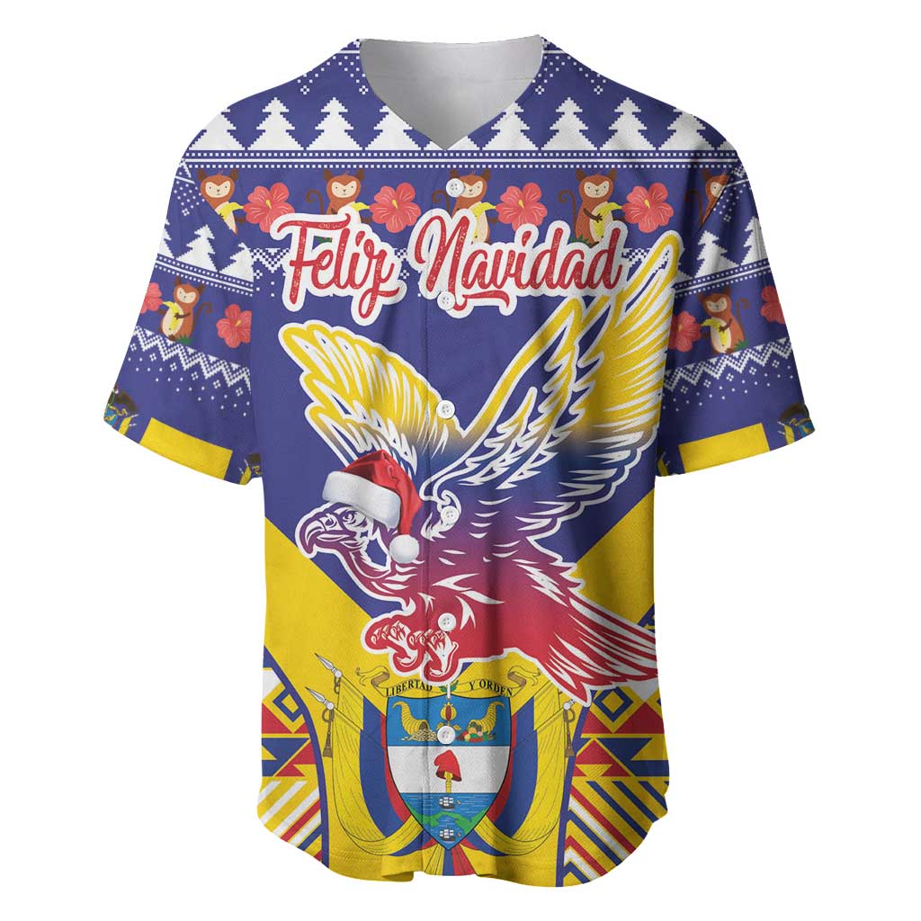 Personalized Colombia Christmas Baseball Jersey Andean Condor With Seamless Pattern - Wonder Print Shop