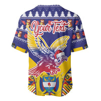 Blue Christmas baseball jersey with Your Text and winged condor crest artwork