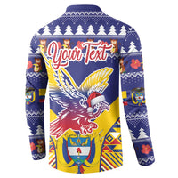 Blue Christmas button sweatshirt with Your Text and condor graphic on back