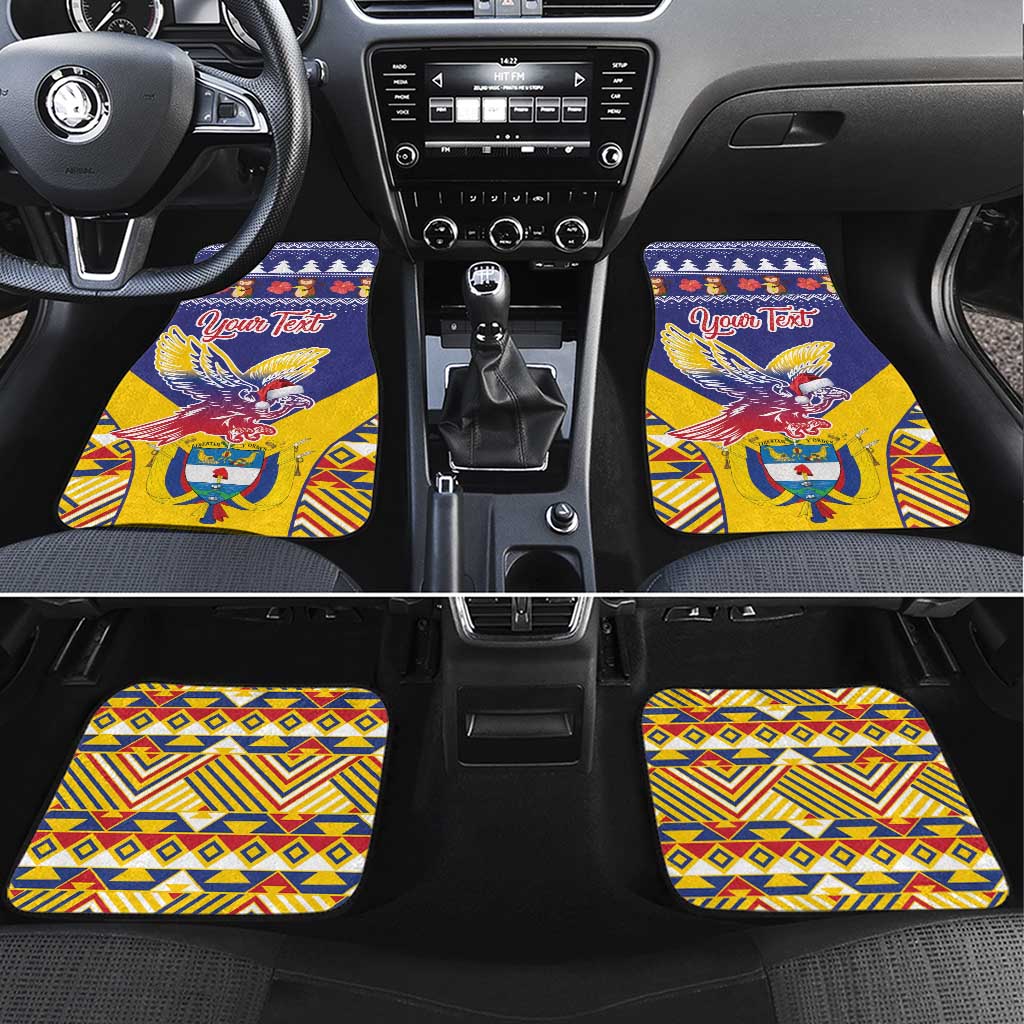 Personalized Colombia Christmas Car Mats Andean Condor With Seamless Pattern - Wonder Print Shop