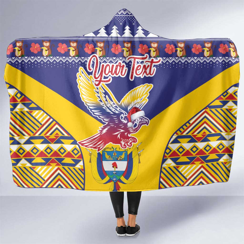 Personalized Colombia Christmas Hooded Blanket Andean Condor With Seamless Pattern