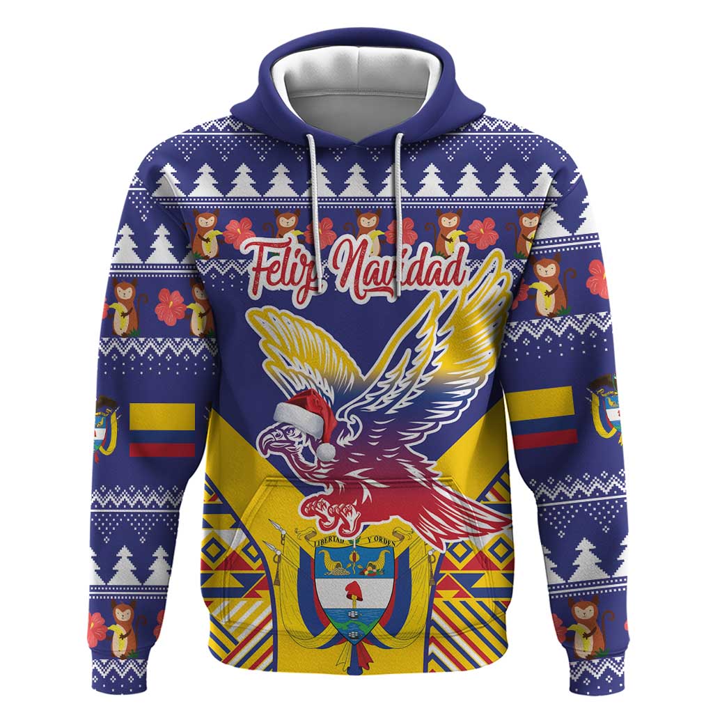 Personalized Colombia Christmas Hoodie Andean Condor With Seamless Pattern - Wonder Print Shop