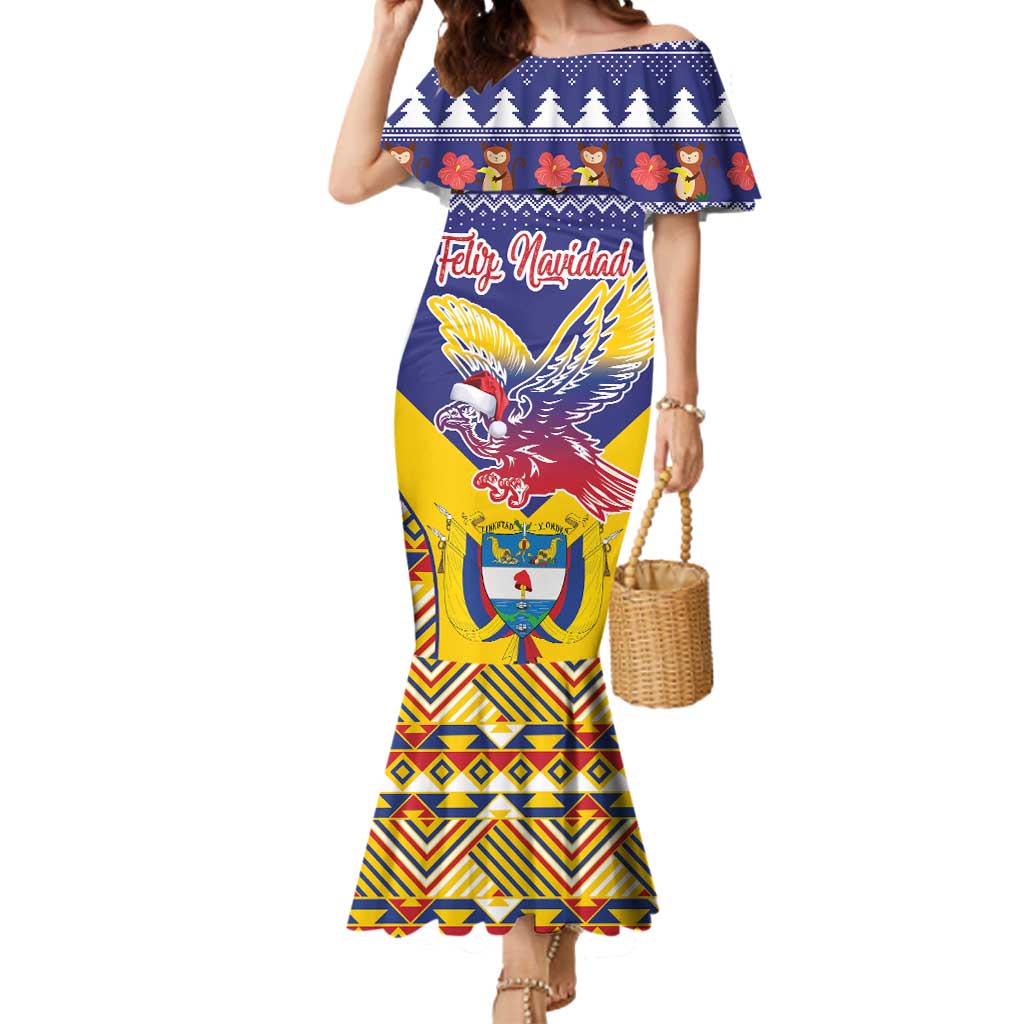 Personalized Colombia Christmas Mermaid Dress Andean Condor With Seamless Pattern - Wonder Print Shop