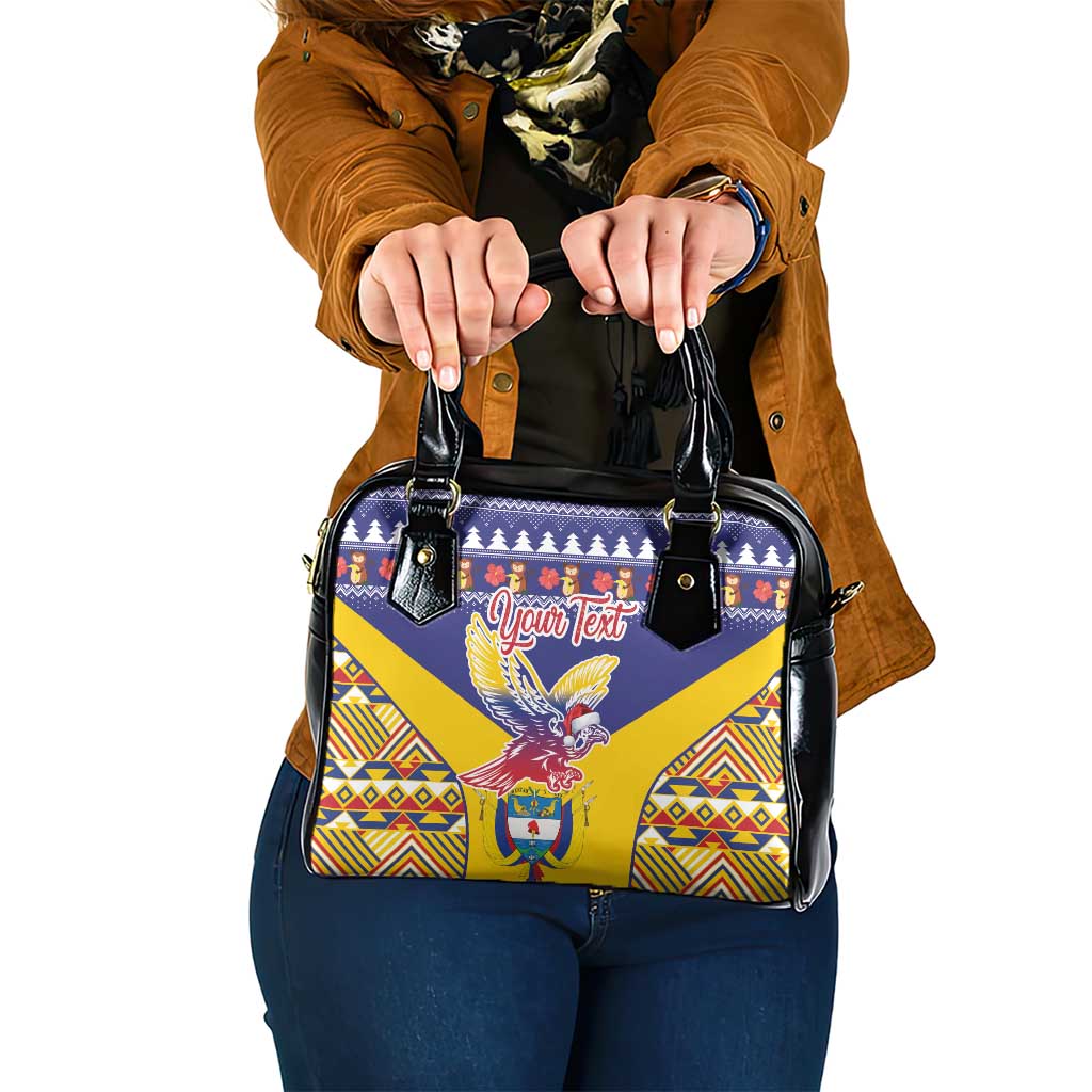 Personalized Colombia Christmas Shoulder Handbag Andean Condor With Seamless Pattern