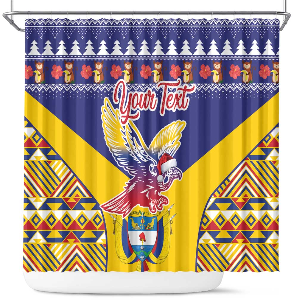 Personalized Colombia Christmas Shower Curtain Andean Condor With Seamless Pattern