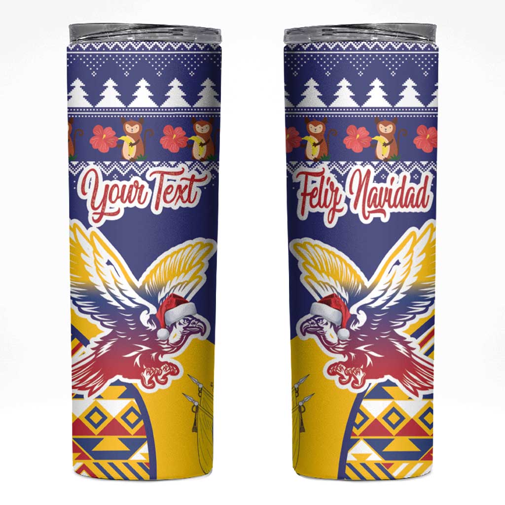 Personalized Colombia Christmas Skinny Tumbler Andean Condor With Seamless Pattern - Wonder Print Shop