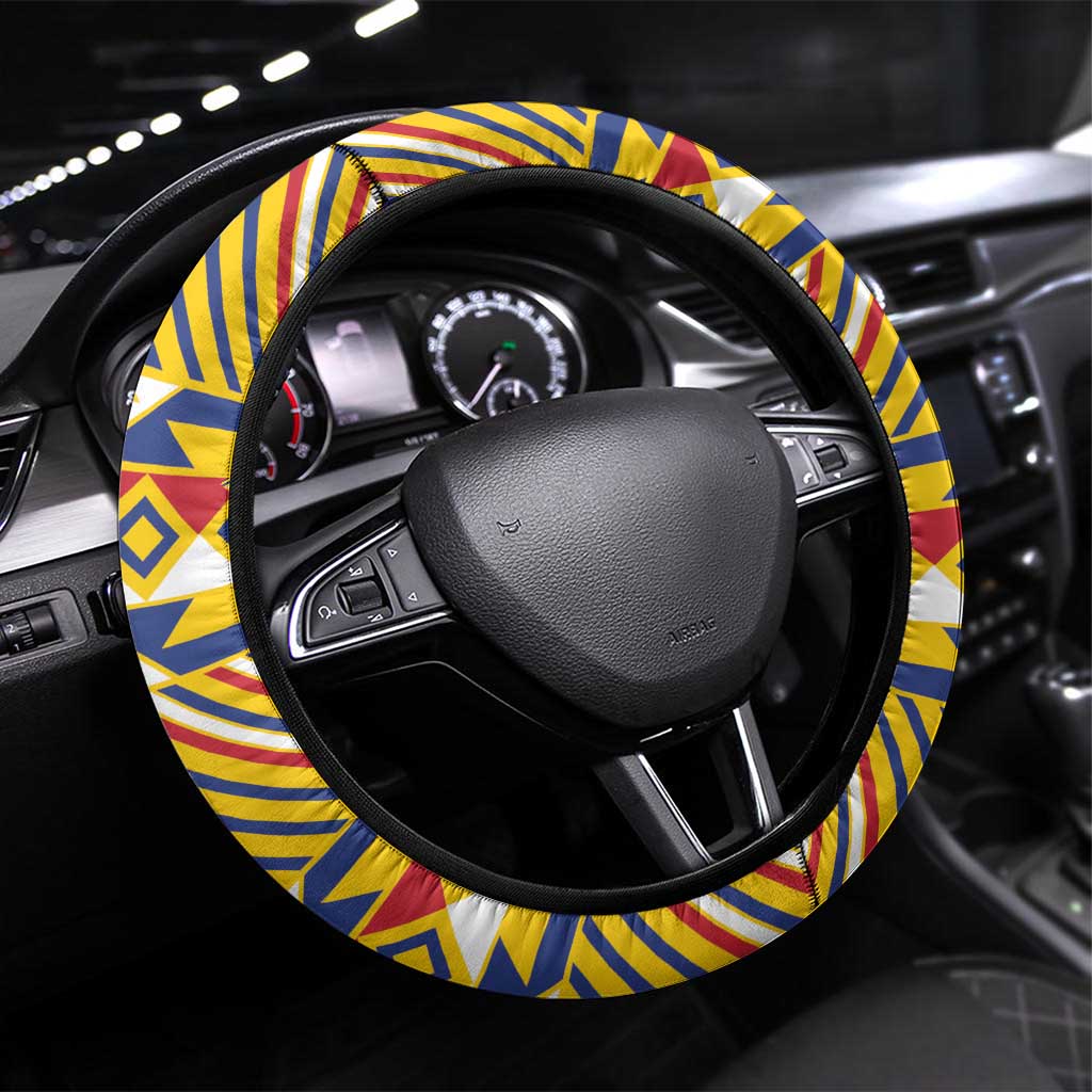 Colombia Christmas Steering Wheel Cover Andean Condor With Seamless Pattern - Wonder Print Shop