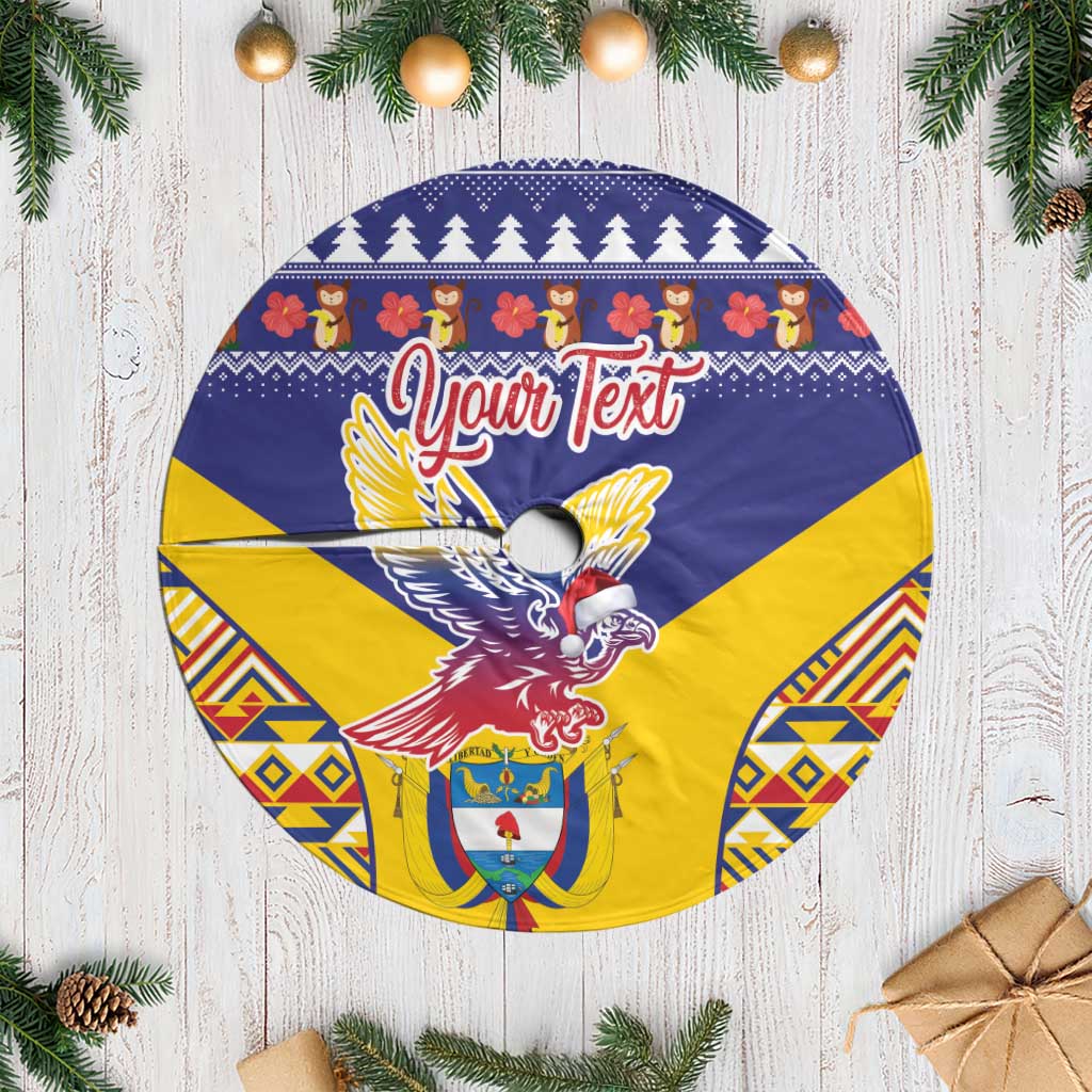 Personalized Colombia Christmas Tree Skirt Andean Condor With Seamless Pattern - Wonder Print Shop