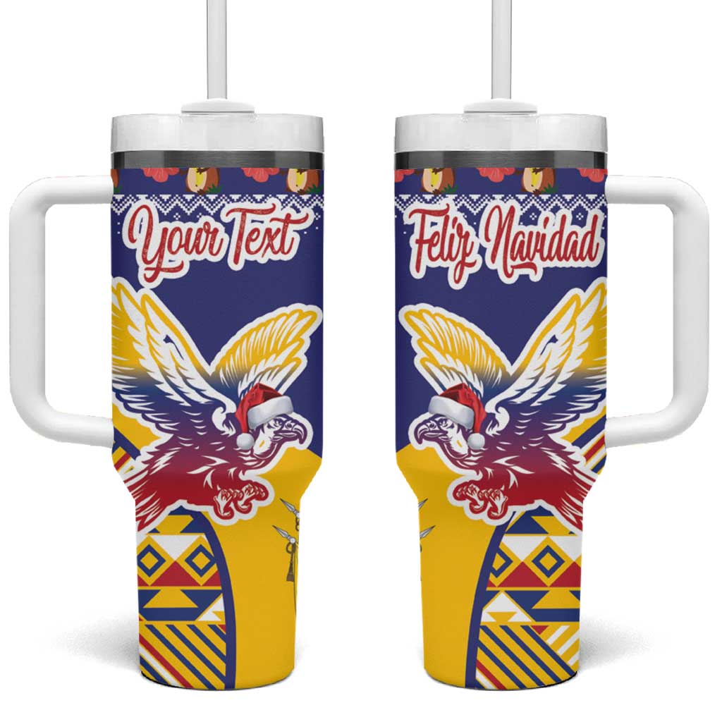 Personalized Colombia Christmas Tumbler With Handle Andean Condor With Seamless Pattern - Wonder Print Shop