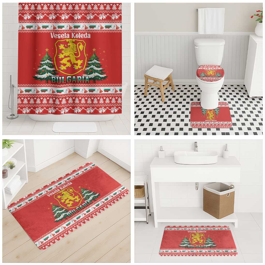 Bulgaria Christmas Bathroom Set Merry Xmas Lion Crest - Wonder Print Shop