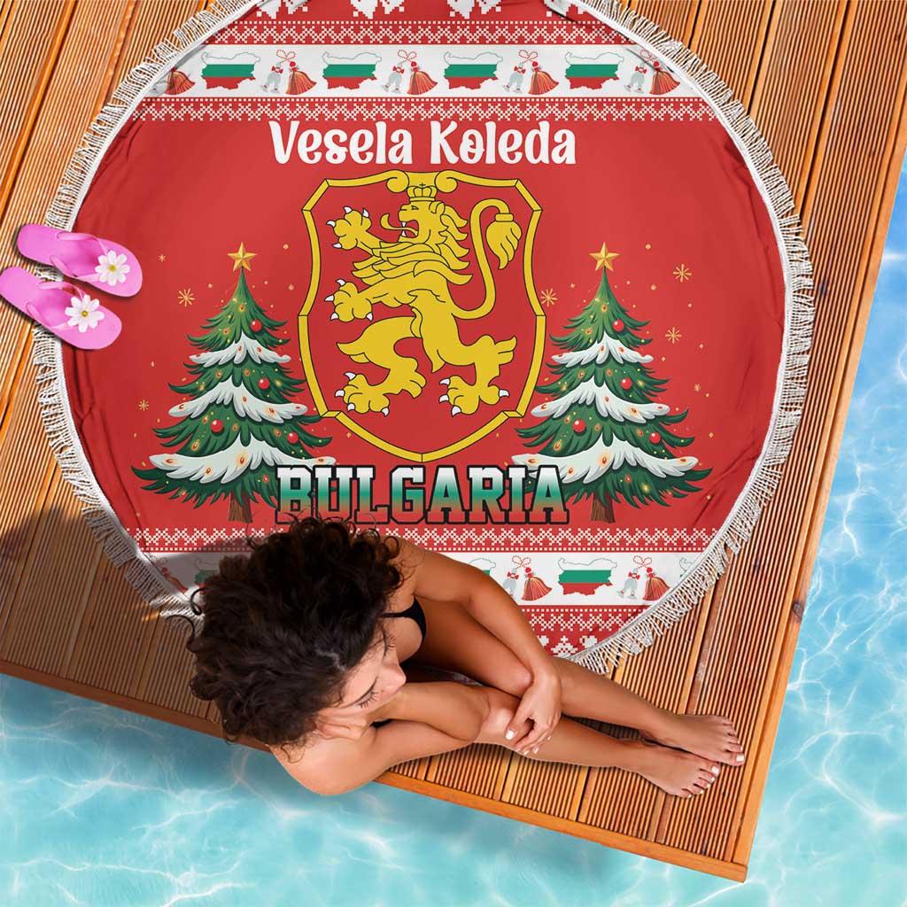 Bulgaria Christmas Beach Blanket Merry Xmas Lion Crest - Wonder Print Shop