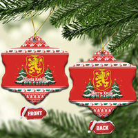 Bulgaria Christmas Ceramic Ornament Merry Xmas Lion Crest - Wonder Print Shop