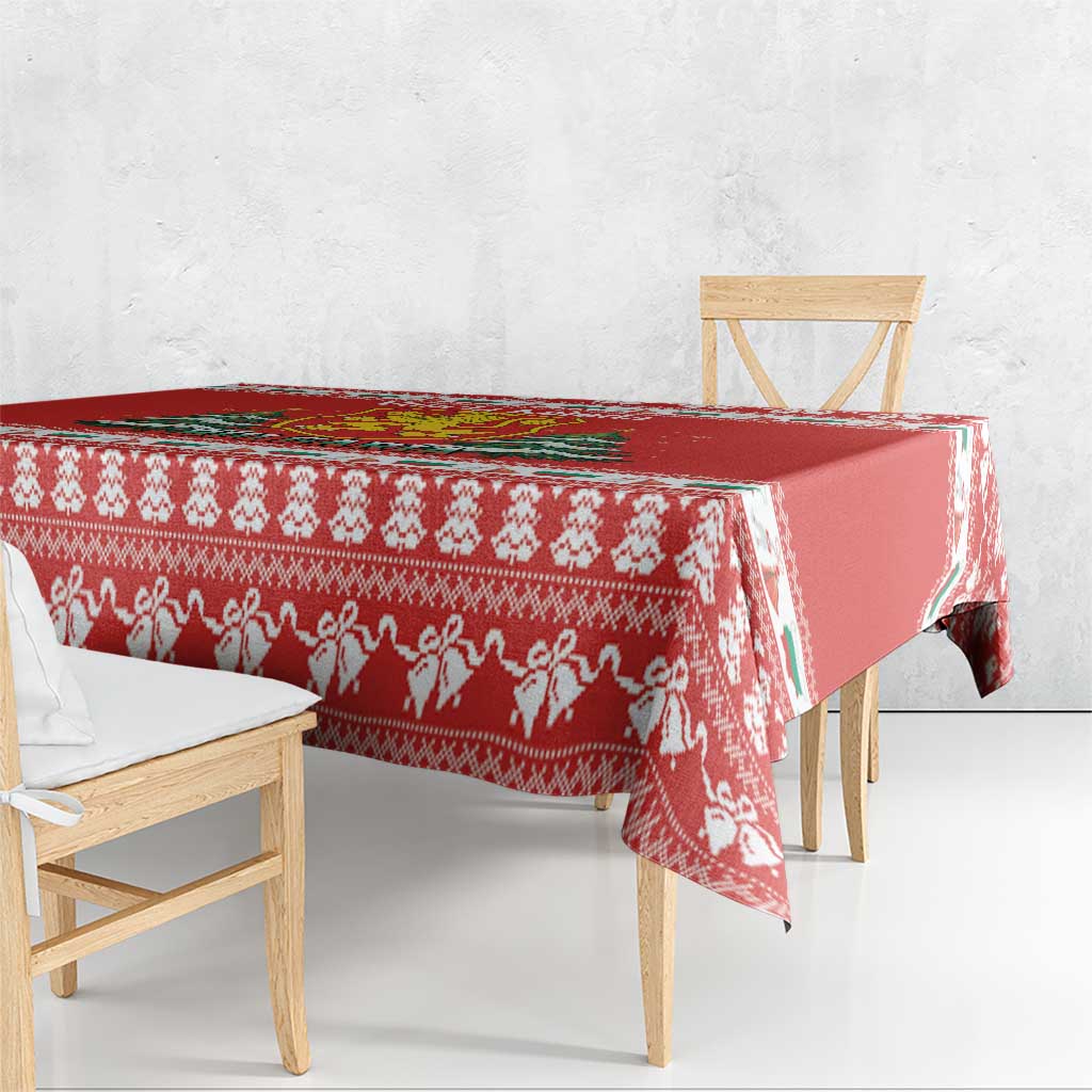 Bulgaria Christmas Tablecloth Merry Xmas Lion Crest - Wonder Print Shop