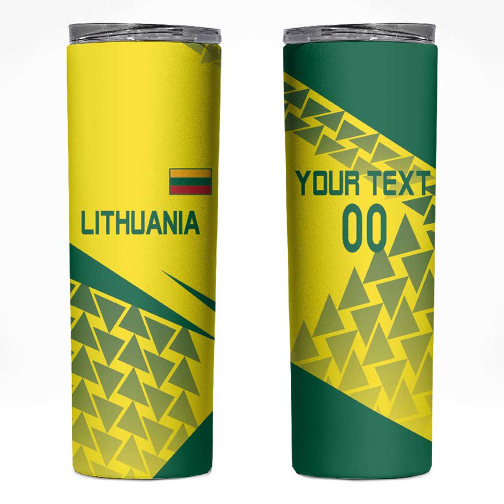 Custom Lithuania Volleyball Skinny Tumbler Go Champion Sporty Style - Wonder Print Shop