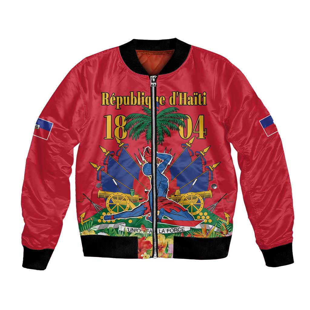 Haiti Independence Day Bomber Jacket Le Marron Inconnu Unity Makes Strength - Wonder Print Shop