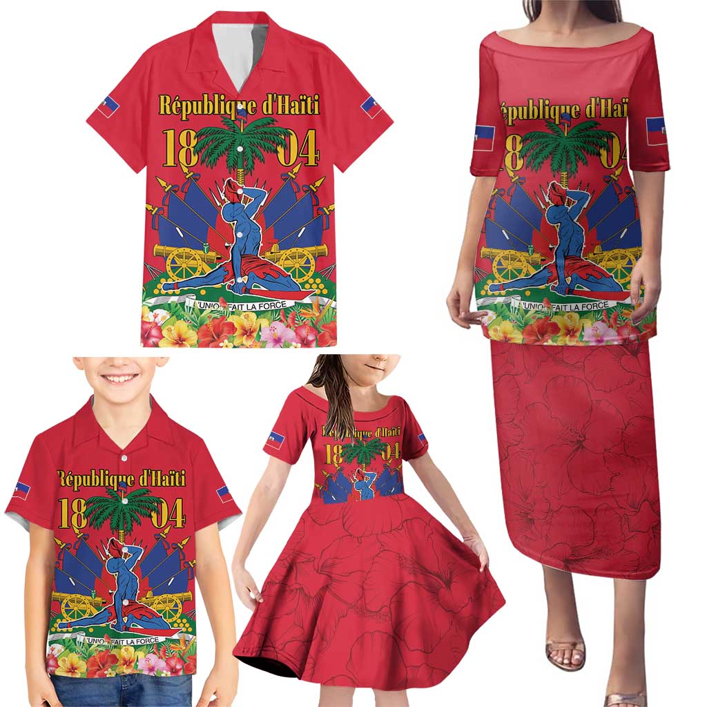 Haiti Independence Day Family Matching Puletasi and Hawaiian Shirt Le Marron Inconnu Unity Makes Strength - Wonder Print Shop